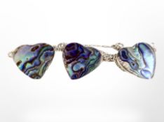 A silver mother of pearl necklace