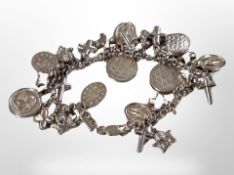 A silver charm bracelet