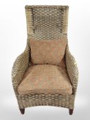 A wicker armchair