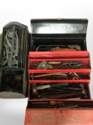 Three metal tool boxes and contents