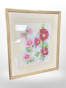 Margaret Adamson : Still life of flowers, watercolour,