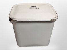 A vintage enamelled bread bin