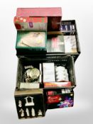 Two crates of Christmas decorations,