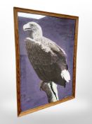 Henrik : A bird of prey perched on a branch, watercolour.