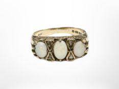 A 9ct gold opal and diamond ring, size M. CONDITION REPORT: 3.