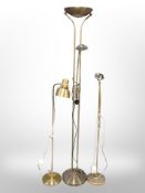 Three brass standard lamps