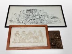 Two Robert Olley prints and a further plaque,