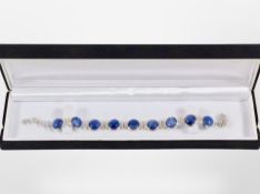 A silver stone set bracelet