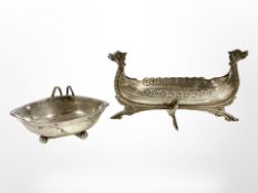 A Scandinavian silver viking long ship, stamped 830, length 15 cm,