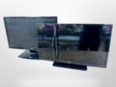 A Bush 24 inch LCD TV with lead and remote and further computer monitor