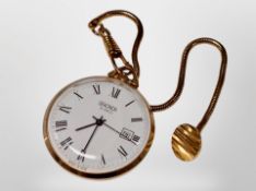 A gold plated Sekonda fob watch on chain