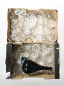 Two boxes of 20th century crystal glass,