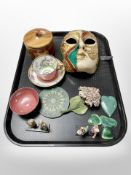 A Ruskin lustre bowl together with a Copeland porcelain cup and saucer, turned fruitwood bowl,