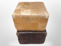 Two 20th century Scandinavian stitched leather cube footstools CONDITION REPORT: In