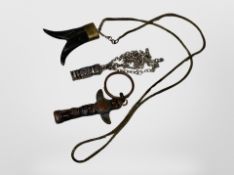 A group of pendants on chains