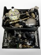 Two crates of assorted lamp bases,