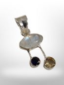 A silver moonstone pendant