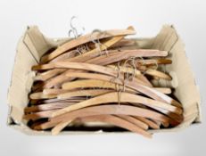 A box of over fifty 1960's/70's Danish and Swedish teak coat hangers