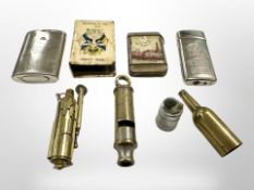 Two trench art lighters, vesta cases,