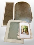 Three contemporary mirrors and further photograph frame