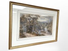 British School, late 18th century, Figure in a landscape with distant ruins, watercolour,