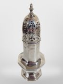A silver sugar castor, London marks,