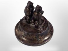 A loaded silver owl statue/paperweight, Birmingham 1901, height 3.