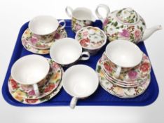 An eighteen piece Portmeirion Rose Bouquet tea service
