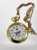 A gilt pocket watch and chain