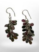 A pair of silver stone set earrings