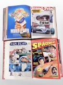 Two albums of Dan Dare and Gran Prix International comics.