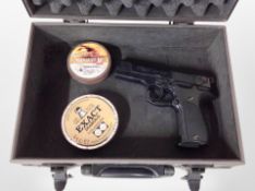 A Walther CP88 multi-shot repeating air pistol calibre .177, in carry case with two tins of pellets.