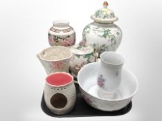 A Maling lustre vase and similar ginger jar, Wedgwood Clio porcelain baluster vase,