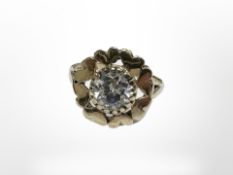 A 9ct gold ring set with cz solitaire