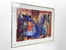 After Inge Lindegaard : abstract colour print, 60cm x 45cm.