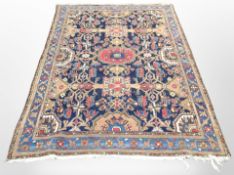 A Caucasian rug on indigo ground,