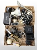 Two boxes of Scandinavian light fittings, lanterns, etc.
