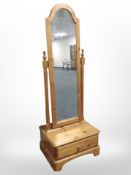 A contemporary pine cheval mirror,