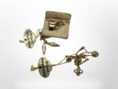 Four pairs of gold plated earrings