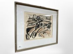 R Heineman : Abstract watercolour, 46cm x 37cm.