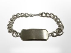 A silver ID bracelet