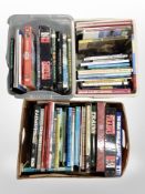 Three boxes of books relating to trains.