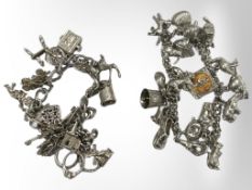 Two silver charm bracelets 114g
