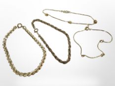 Four German gold plated bracelets