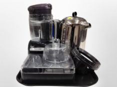 A Dualit stainless steel kettle, together with food mixer, etc.