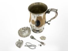 A group of silver plated items,