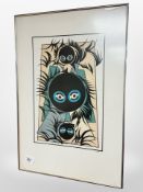 Danish school : abstract colour print, 41cm x 59cm.