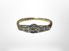 An 18ct yellow gold five stone diamond ring.