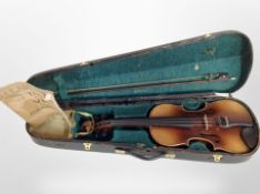 An early 20th century violin with two-piece 14