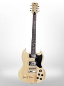 A homemade electric guitar.